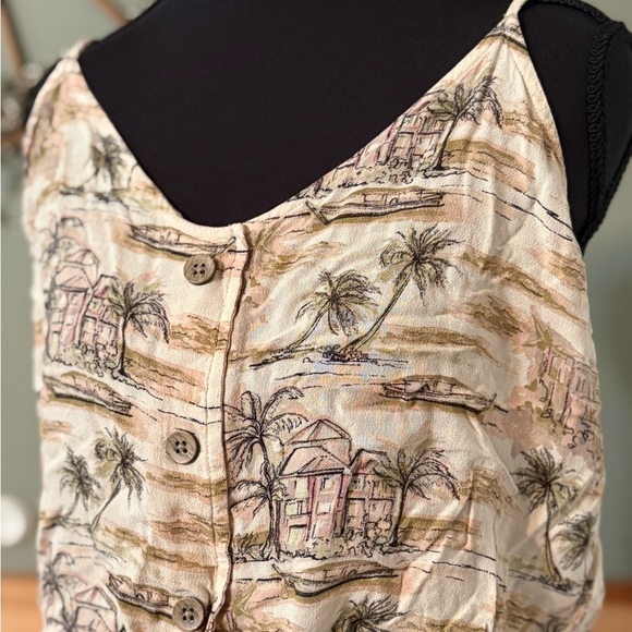 American Eagle Outfitters Brown and Cream Tie-Front Crop Camisole size L - Picture 2 of 12